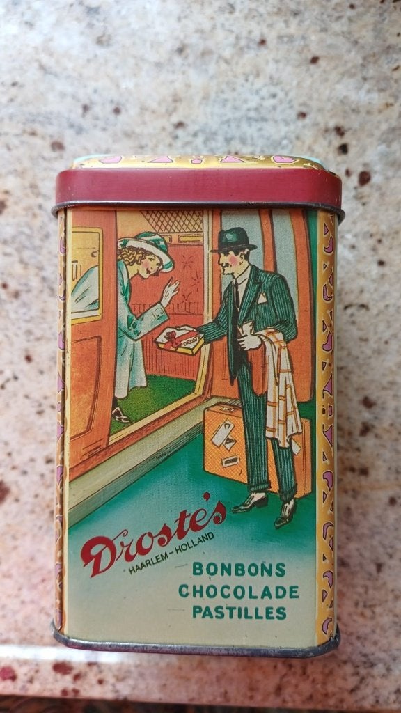Droste Pastilles treinblik (ca. 1935–1950), Verzamelen, Blikken, Gebruikt, Overige, Droste, Ophalen of Verzenden