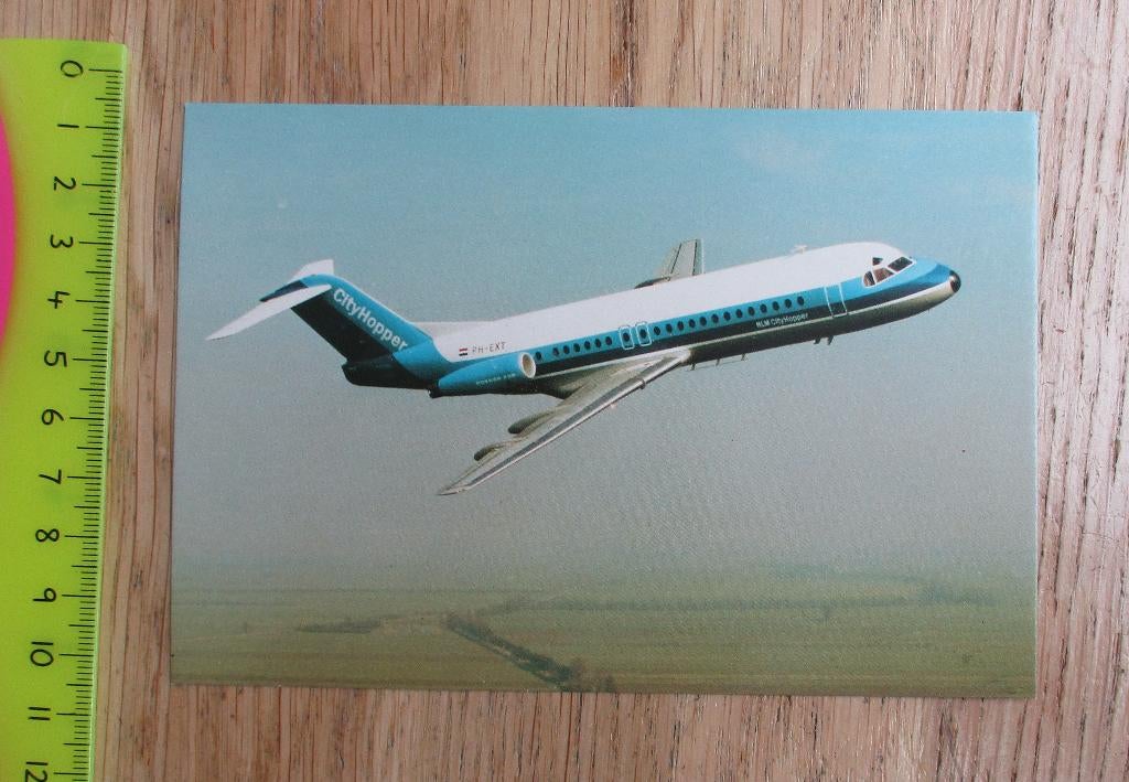 vintage ansichtkaart fokker fellowship nlm cityhopper, Ophalen of Verzenden, Gebruikt, Kaart, Foto of Prent