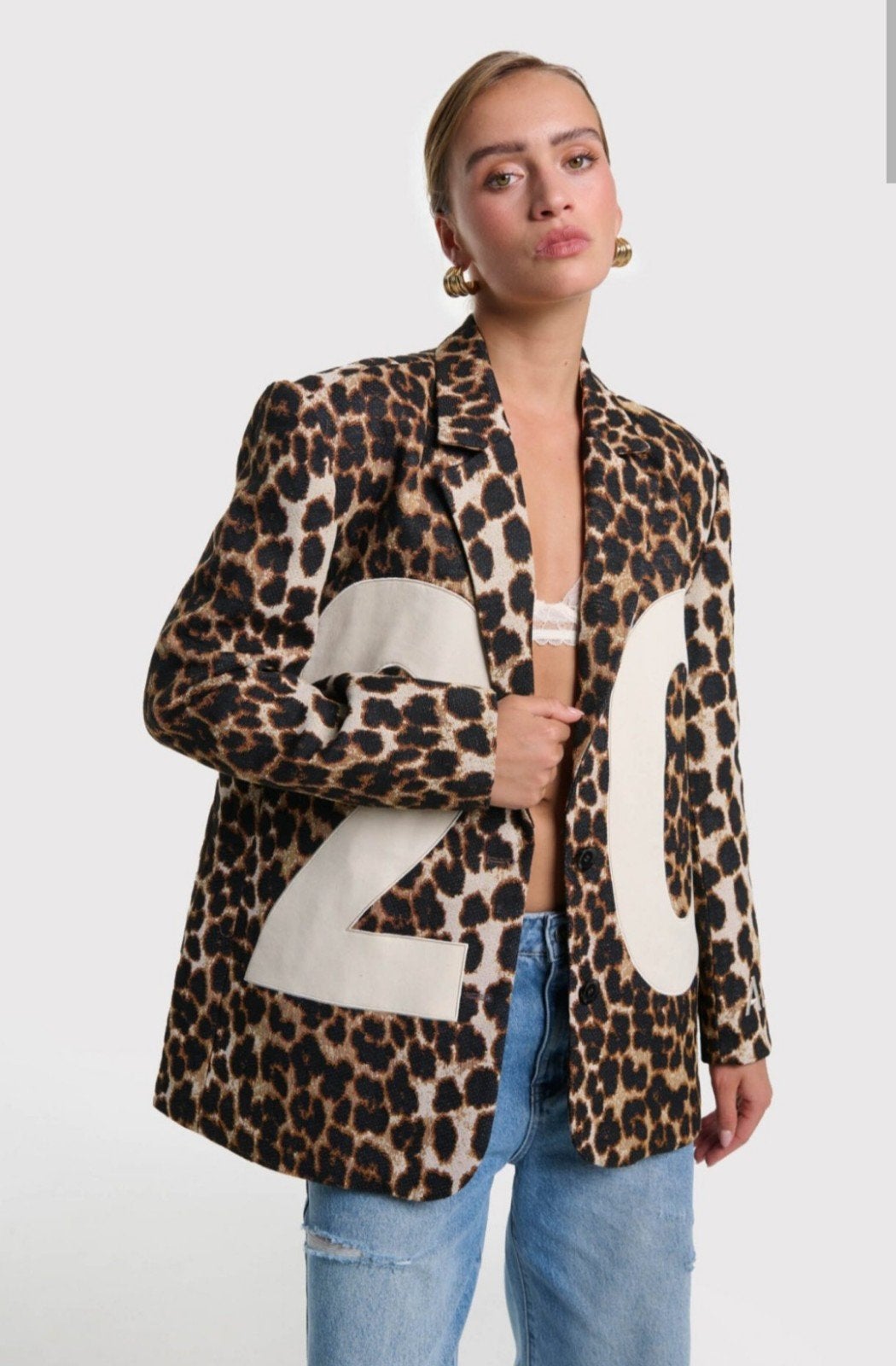 Alix the Label leopard blazer mt M NIEUW, Maat 38/40 (M), Alix the label, Bruin, Verzenden