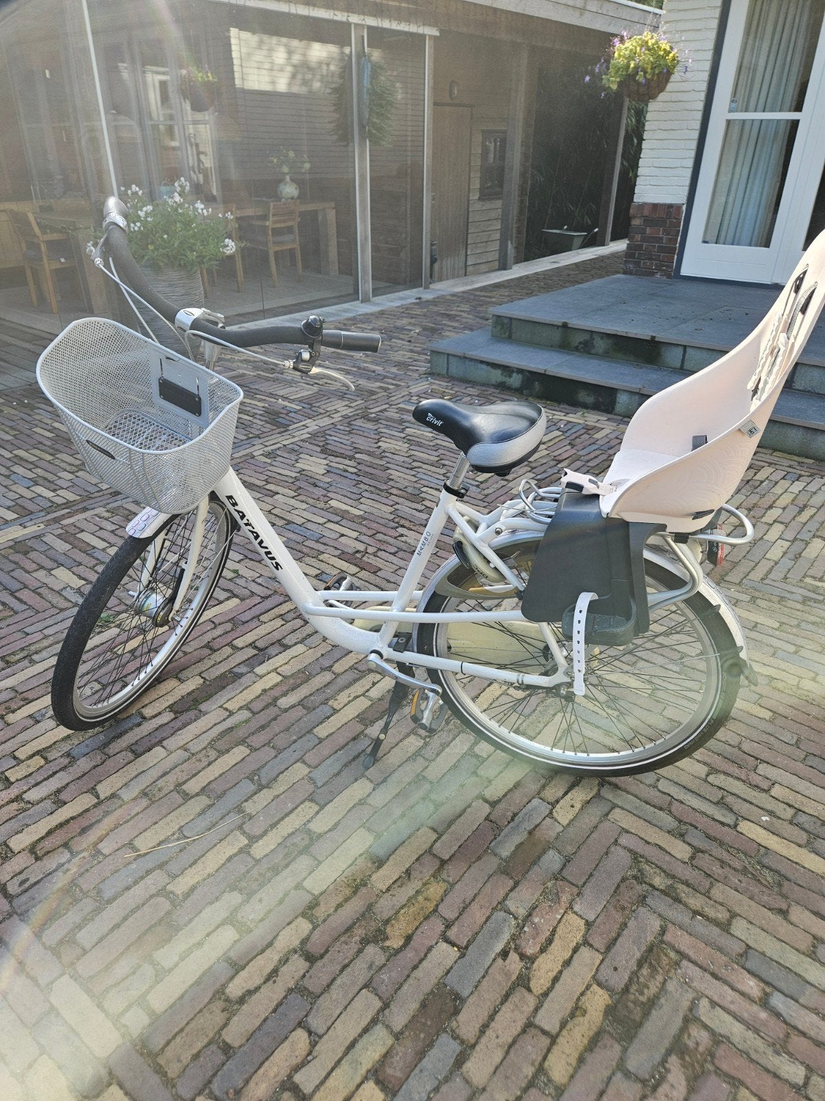 Batavus Mambo damesfiets met kinderzitje en mand, Ophalen, Gebruikt, Velgrem, Versnellingen
