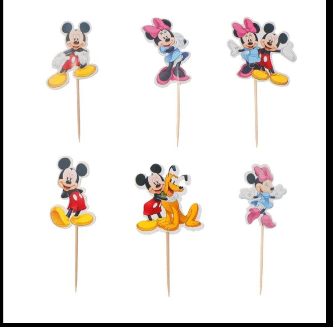 Mickey & Minnie Mouse Cupcake Toppers - 24 stuks, Ophalen, Nieuw, Taarten of Cupcakes, Versiering