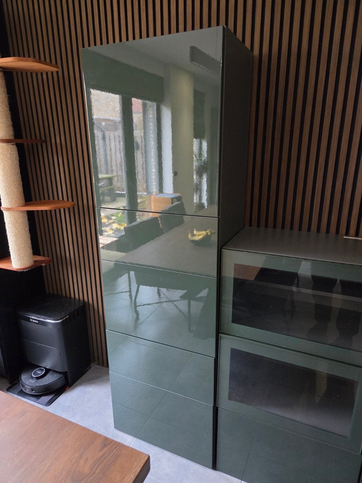 IKEA BESTA kast donkergrijs met SELSVIKEN donkergroen front, Ophalen, Gebruikt, 50 tot 100 cm, Overige houtsoorten