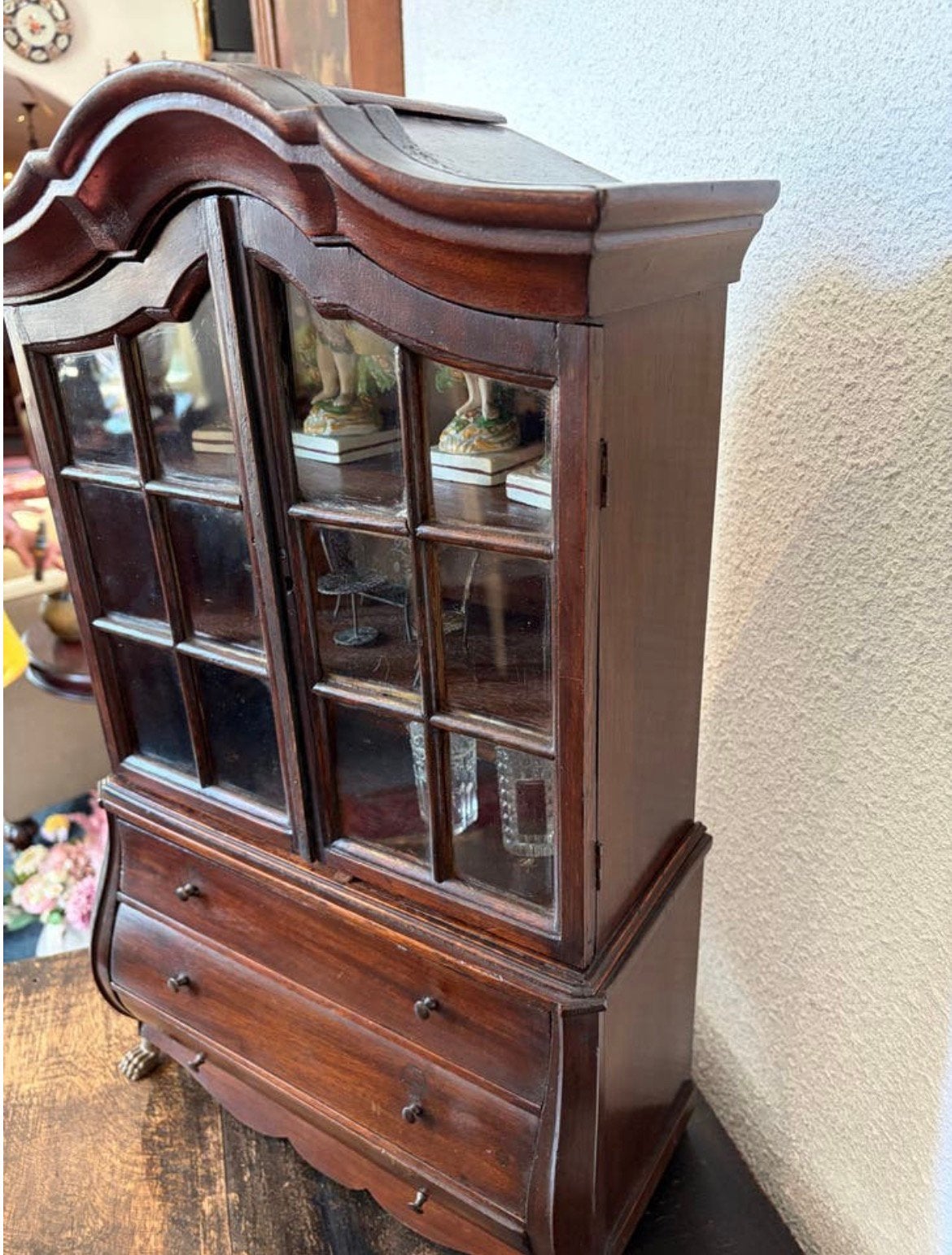 Antiek Miniatuur Kabinet Servies Kast - Hangmodel, Antiek en Kunst, Ophalen