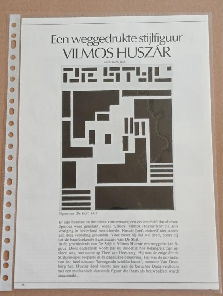 Vilmos Huszar De Stijl artikel, Ophalen of Verzenden, 1960 tot 1980, Tijdschrift