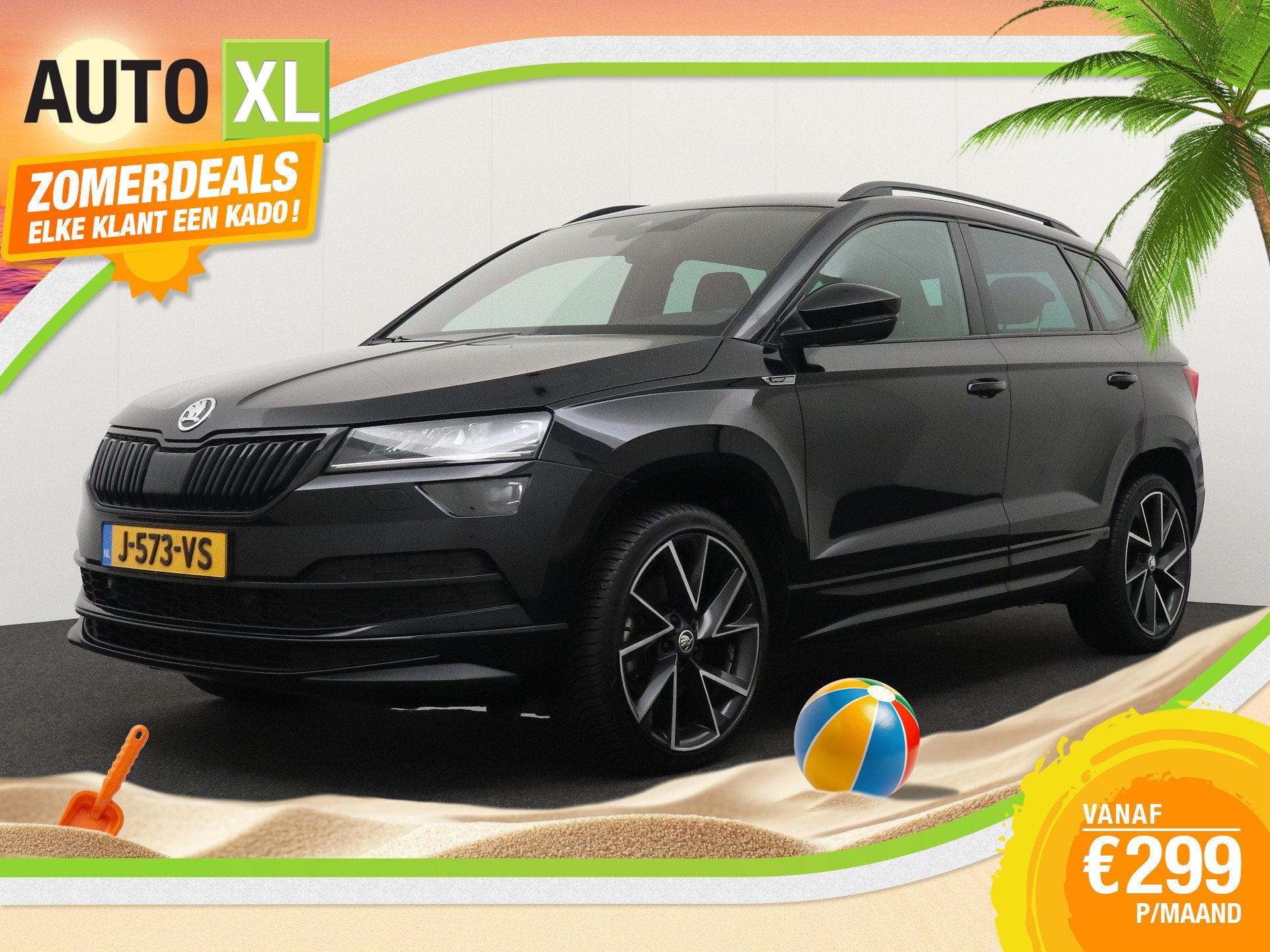 Skoda Karoq 1.5 TSI 150 PK Aut. Sportline Trekhaak Adapt.Cru, 4 cilinders, 150 pk, Zwart, Bedrijf