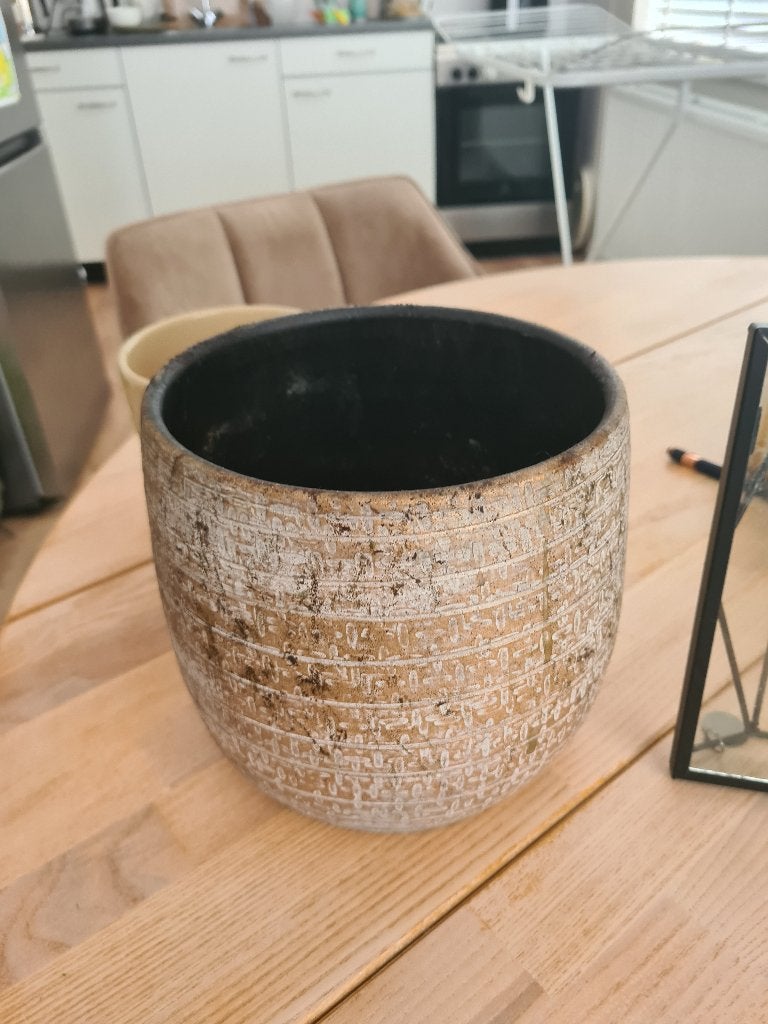 Gouden bloempot, Ophalen, Gebruikt, Steen/keramiek, Goud