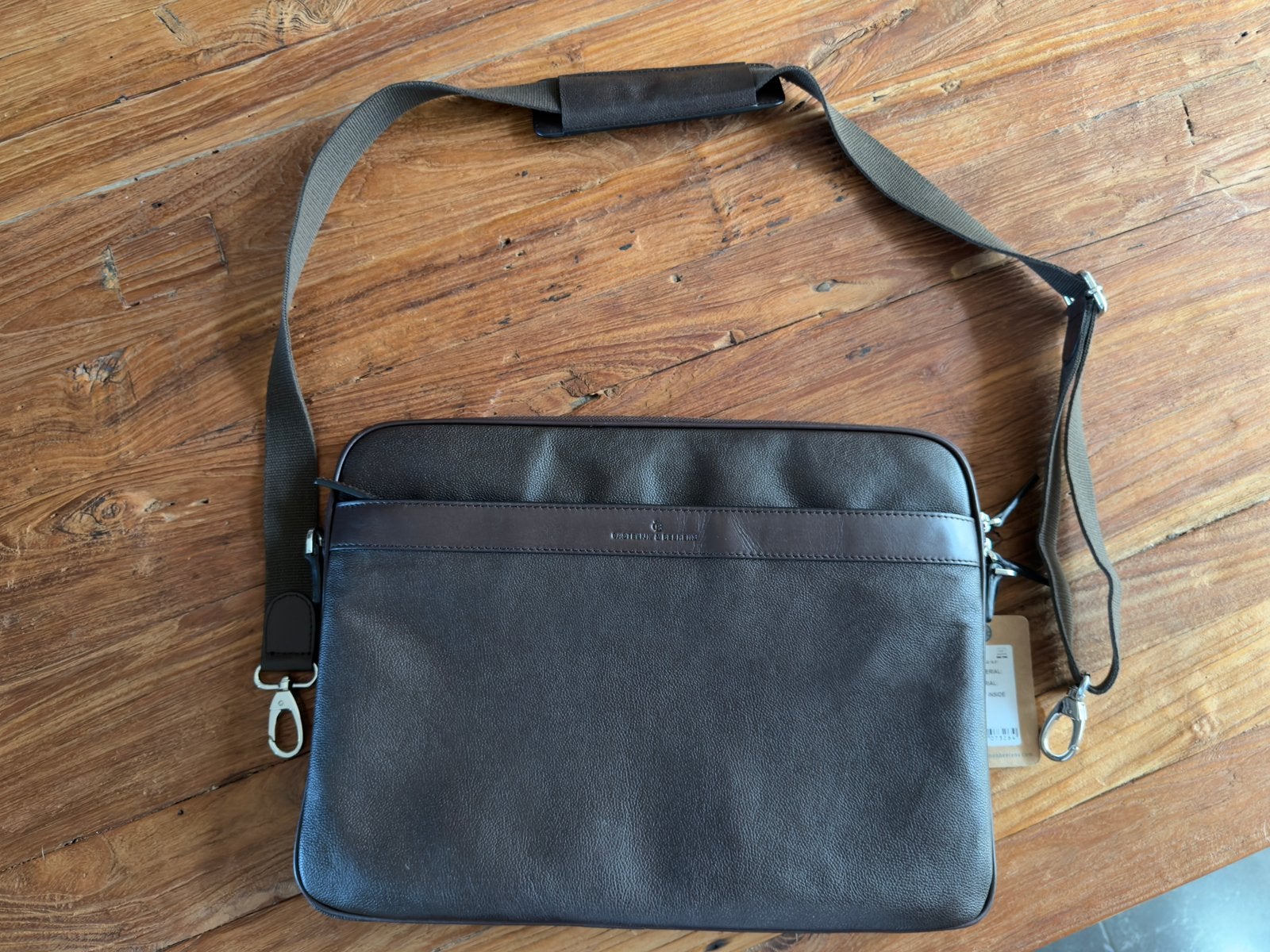 Nieuwe bruine Castelijn & Beerens leren schouder- laptoptas, Computers en Software, Laptoptassen, Gevoerd laptopvak, 15 inch, Nieuw