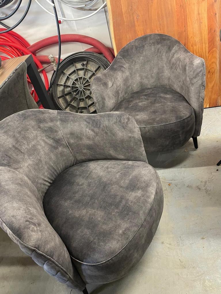 Nieuwe Fauteuil Bondo grijs velvet stof - Tower Living, Huis en Inrichting, Fauteuils, Ophalen, Minder dan 75 cm, Nieuw, 75 tot 100 cm