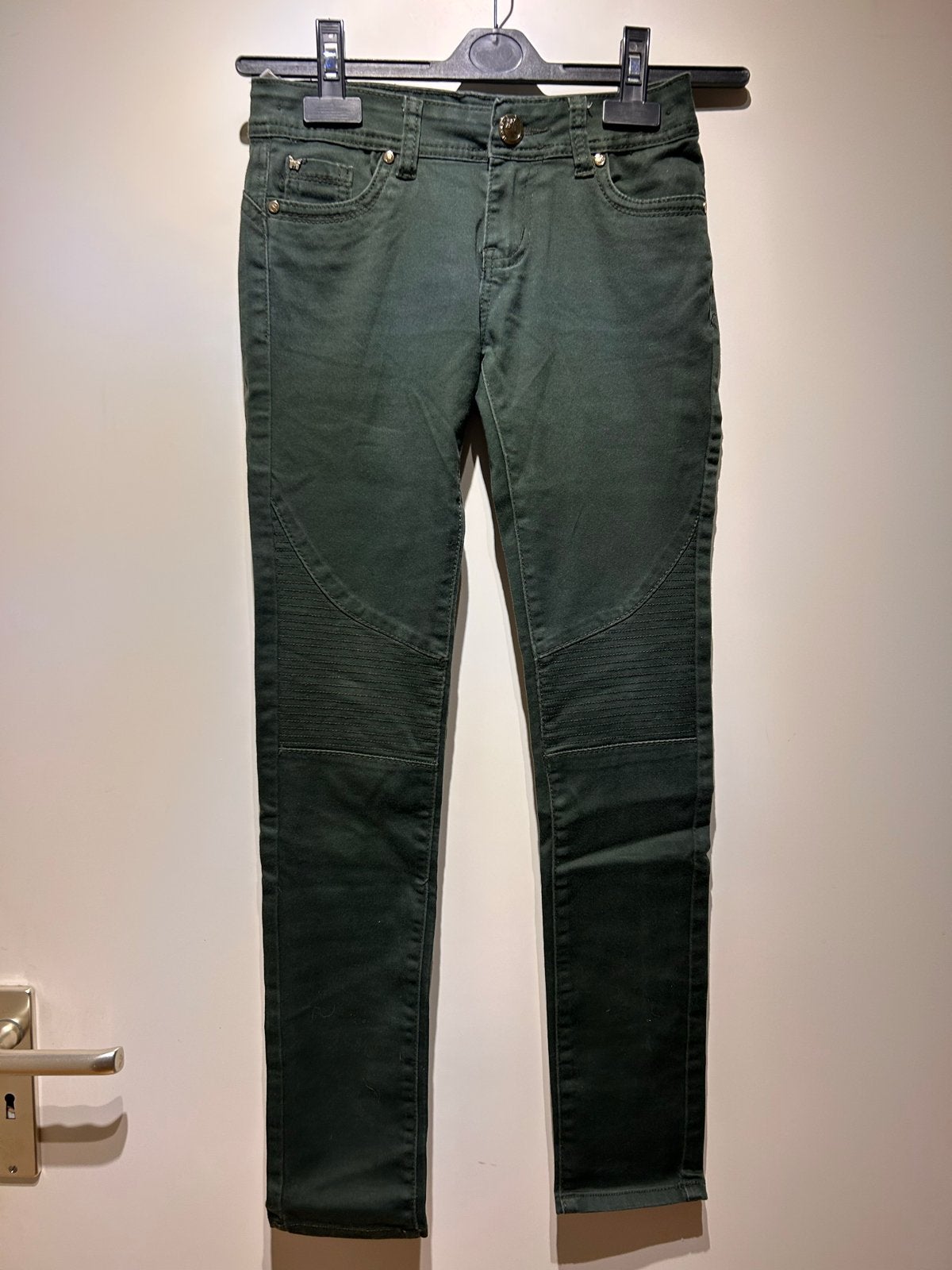 152 Stoere donkergroene jeans broek Mignon Jeans - Maat 12, Ophalen of Verzenden, Gebruikt, Jongen of Meisje, Broek
