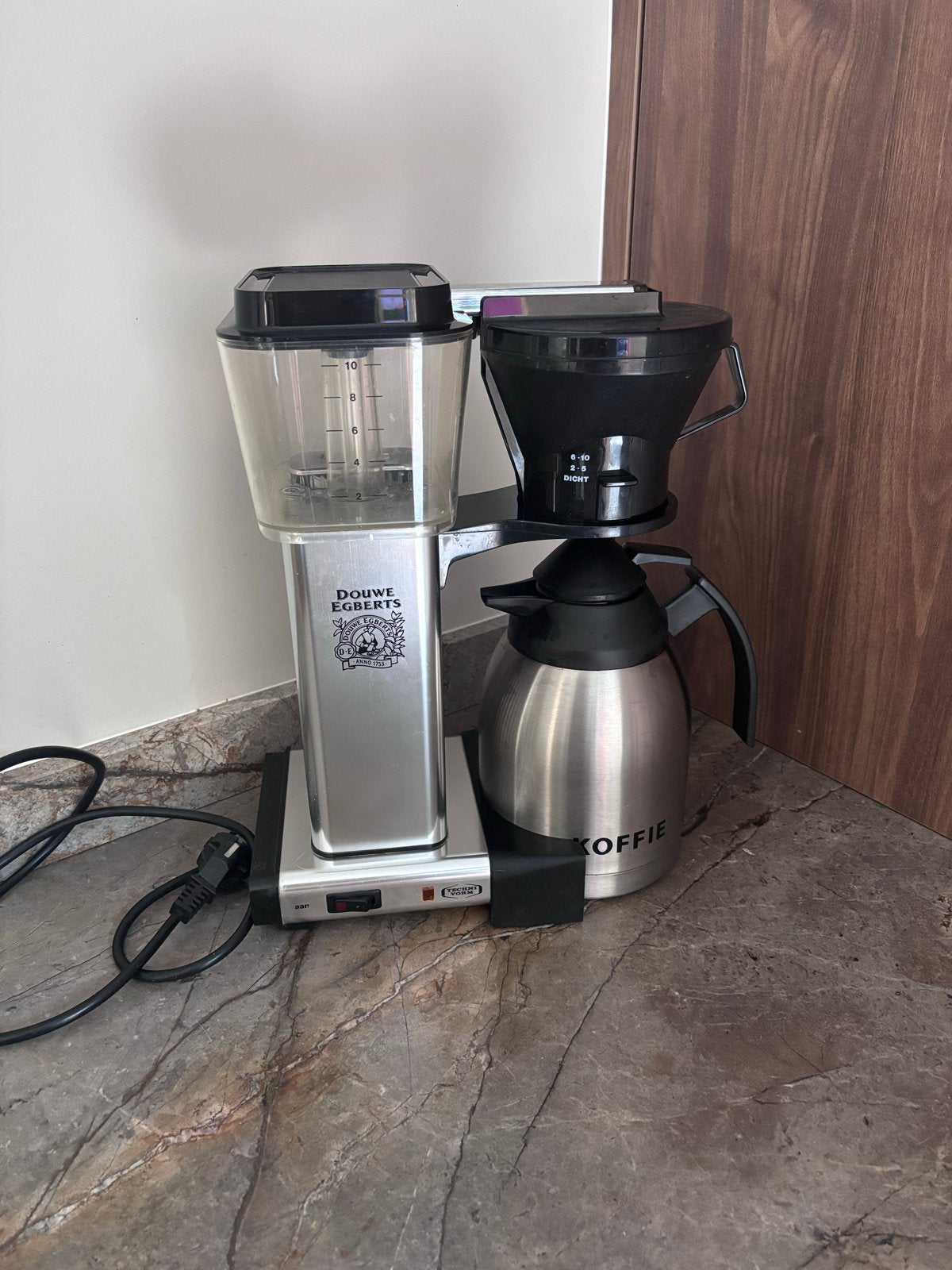 Moccamaster koffiezetapparaat met thermoskan, Witgoed en Apparatuur, Koffiezetapparaten, Ophalen, Gebruikt, 10 kopjes of meer