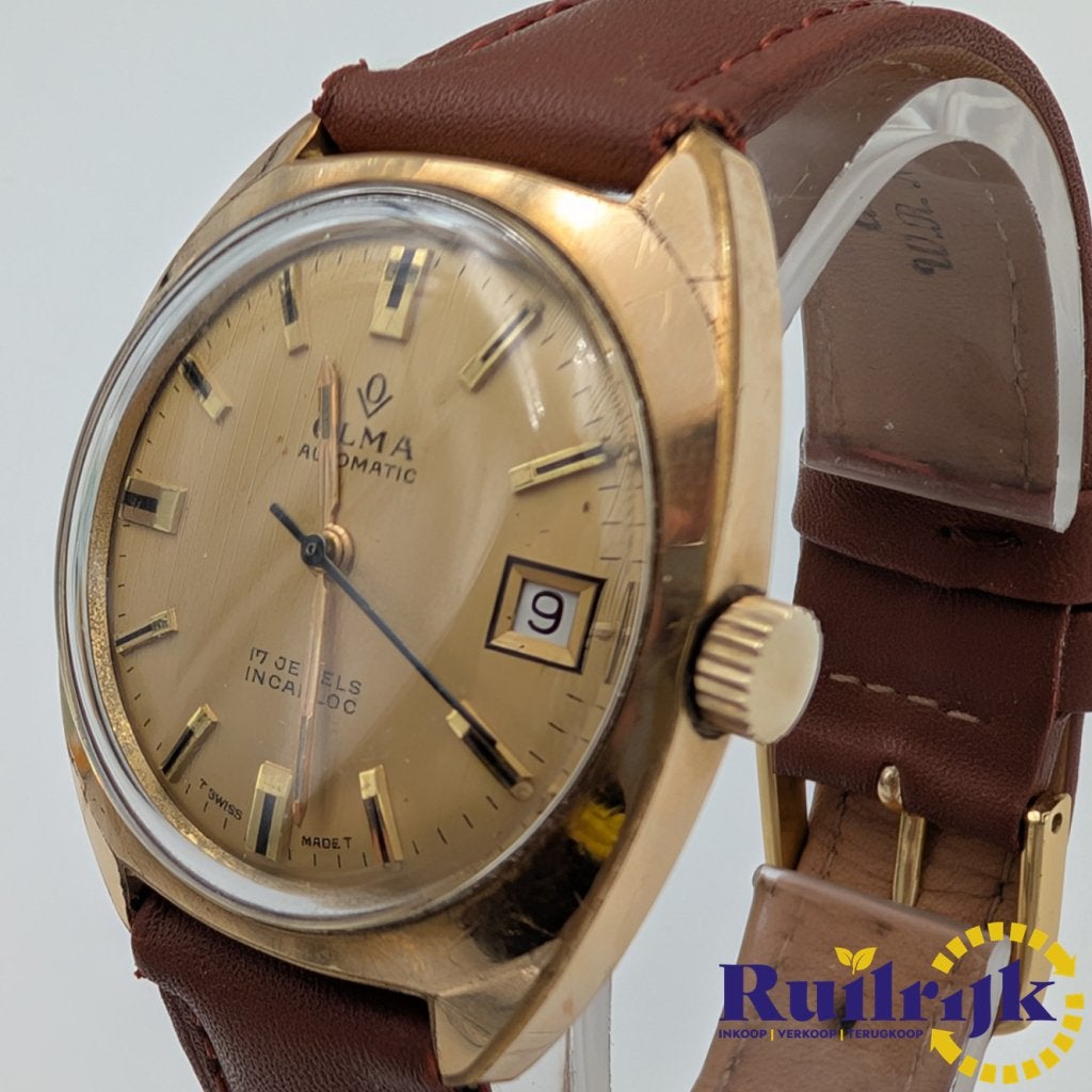 Olma vintage 17 jewels automatisch dress horloge 34mm Gplate, Swatch, Zo goed als nieuw, https://www.swatch.com/nl-nl/contact.html