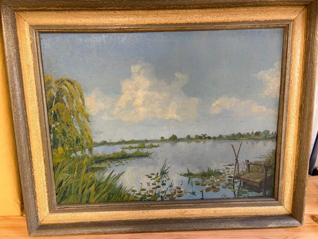 Antiek schilderij Giethoorn beulaker Wanneperveen, Ophalen of Verzenden