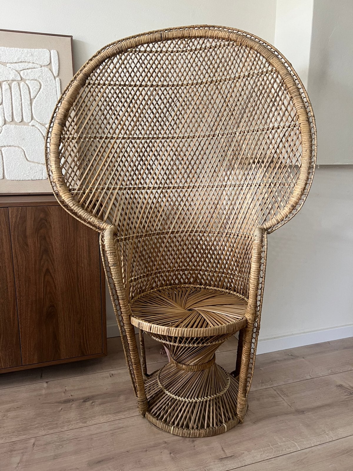 XL Vintage Rotan Pauwenstoel / Peacock Chair | 150cm | Ibiza, Ophalen, Gebruikt, Boho, Ibiza, Jaren 70, Bohemian, Vintage, Bruin