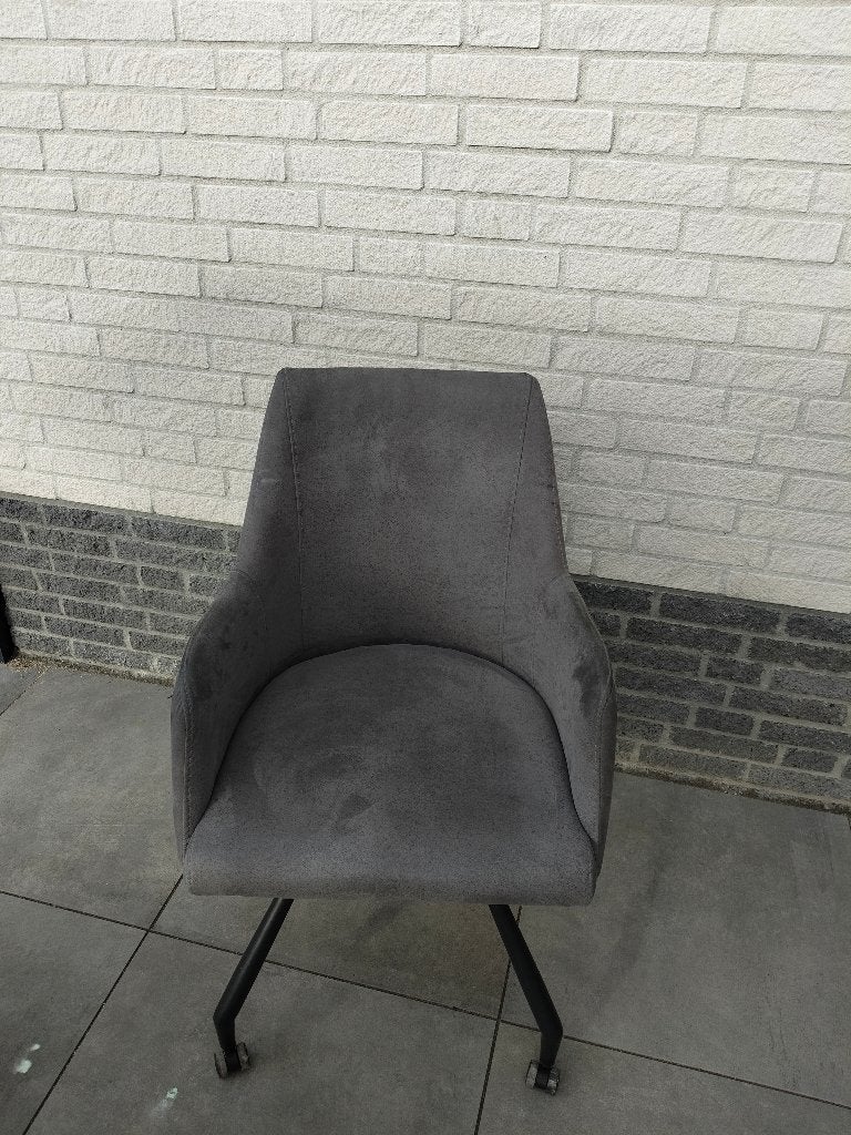 6 Xooon eetkamerstoelen met wieltjes - grijs, Huis en Inrichting, Stoelen, Ophalen, Gebruikt, Grijs, Vijf, Zes of meer stoelen