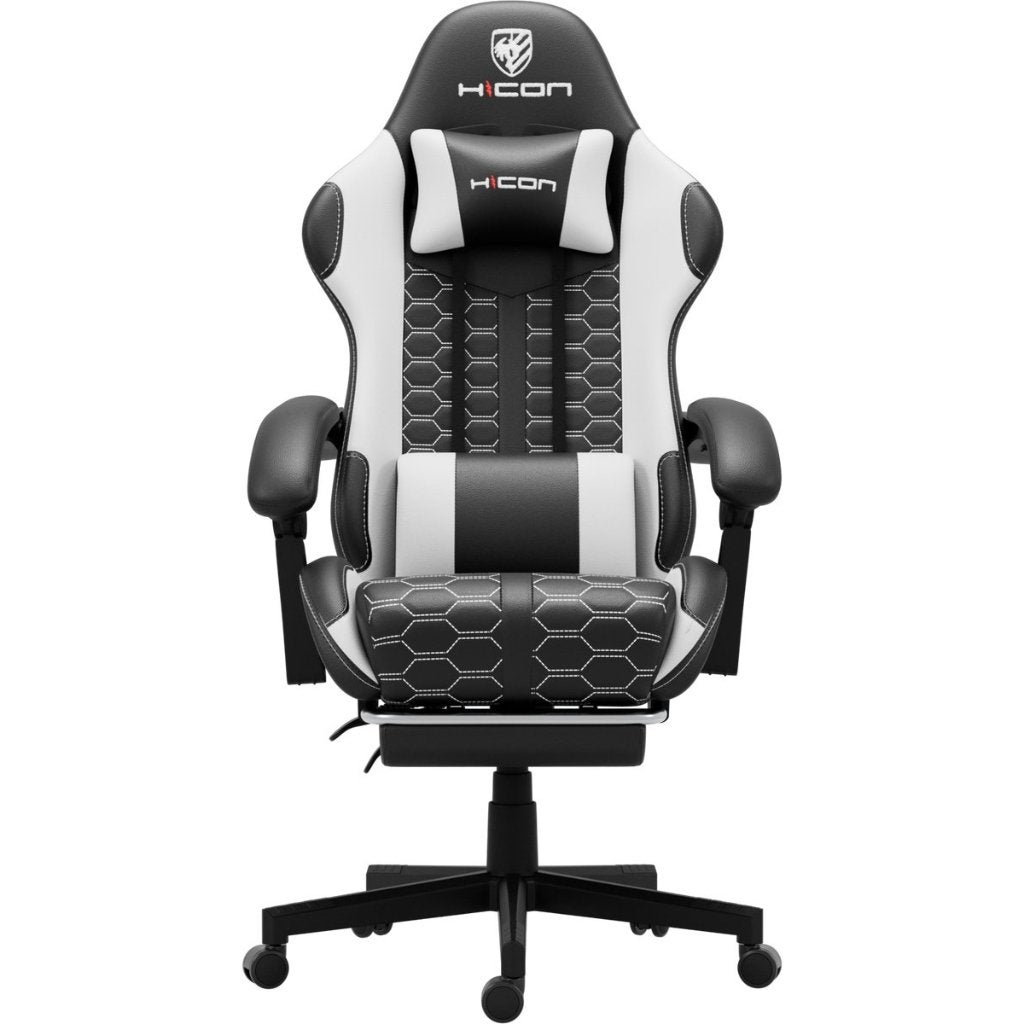 Gamestoel met voetsteun-Ergonomische–Verstelbaar-Wit, Ophalen, Gaming bureaustoel, Wit, Zo goed als nieuw