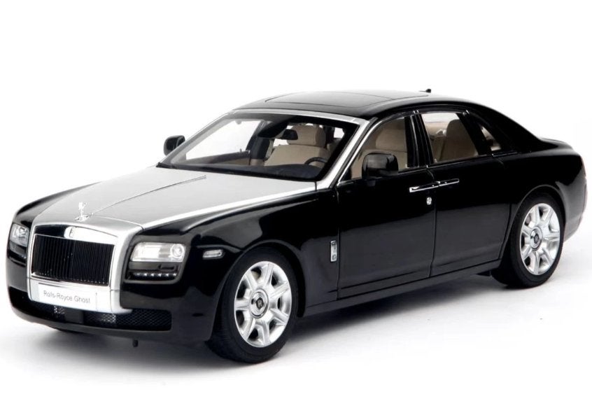 1:18 Rolls Royce Ghost - Zwart / Zilver metallic - KYOSHO HQ, Hobby en Vrije tijd, Kyosho, Auto, ., Nieuw