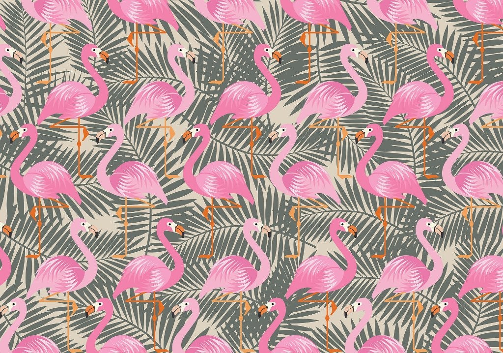 Flamingo jungle fotobehang, vlies/vinyl behang Muurdeco4kids, Huis en Inrichting, Verzenden, Fotobehang