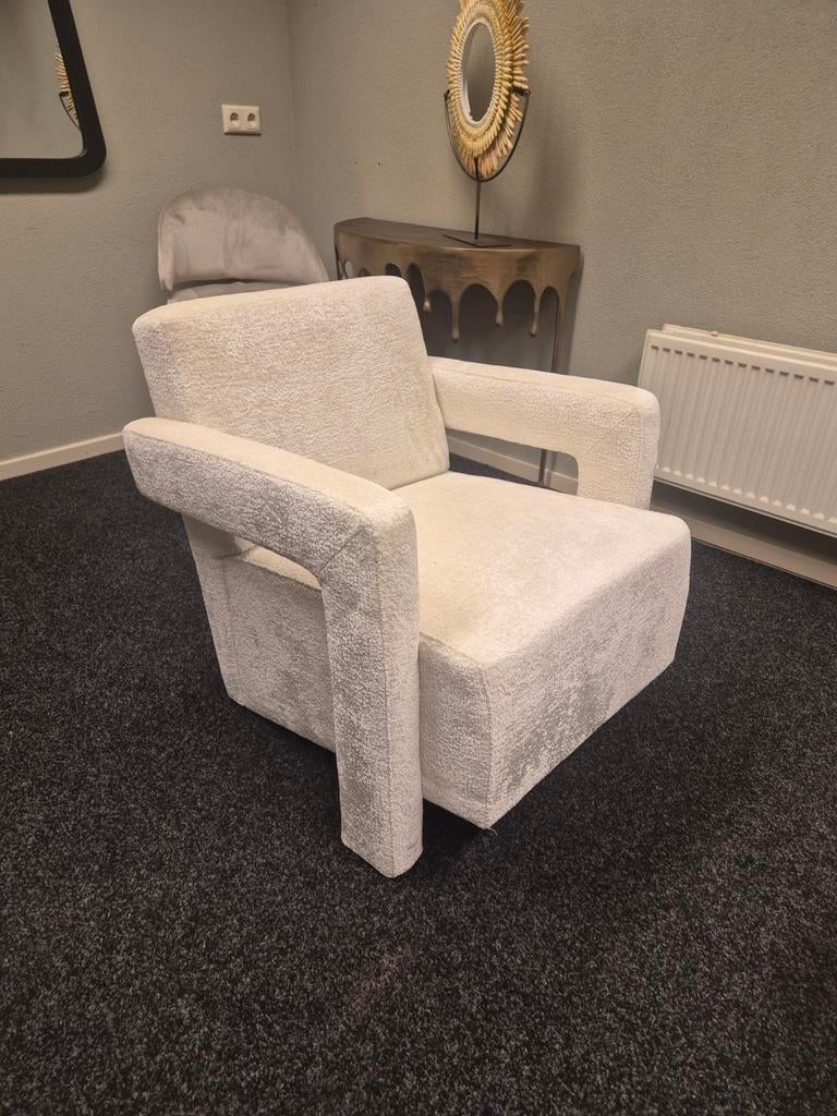 Fauteuil devanto white chenile richmond interiors, Ophalen of Verzenden, Nieuw, 75 tot 100 cm