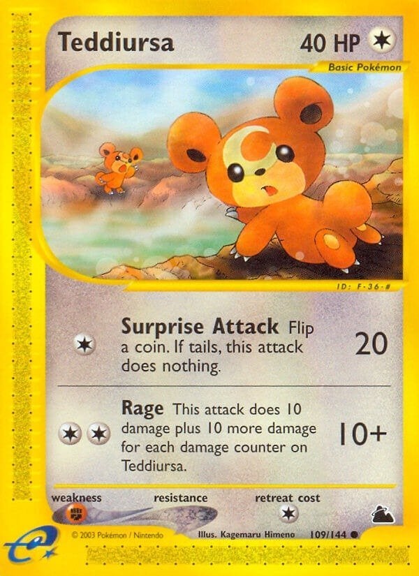e-Card Series » Skyridge » Teddiursa 109/144 Normaal, Ophalen of Verzenden, Zo goed als nieuw, Losse kaart