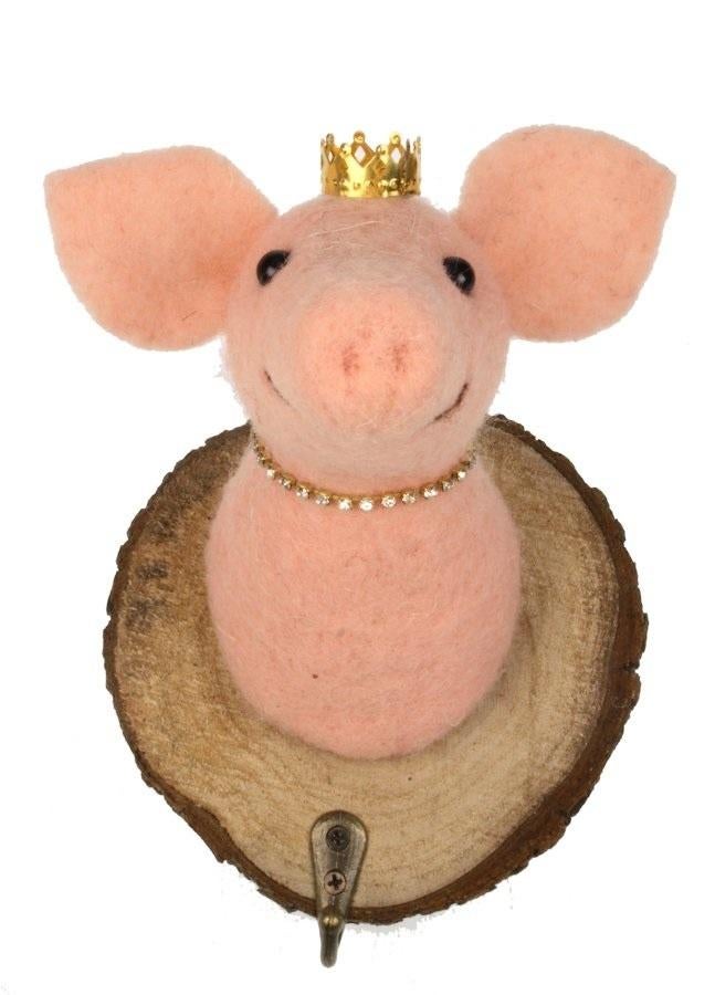 Haak Varken met kroon vilt 11,5x13x17cm, Ophalen, Wandhaken, Nieuw, Nvt