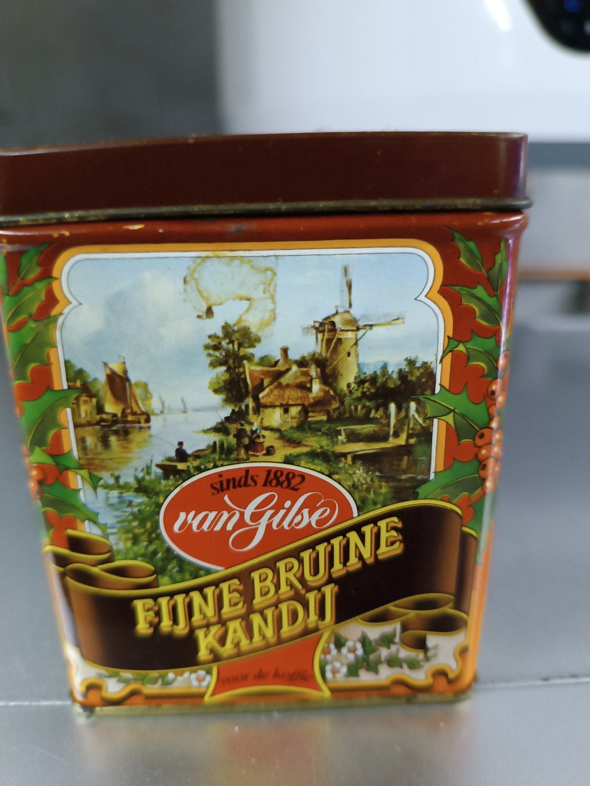 Vintage Van Gilse Fijne Bruine Kandij Blik (250 gram), Ophalen of Verzenden