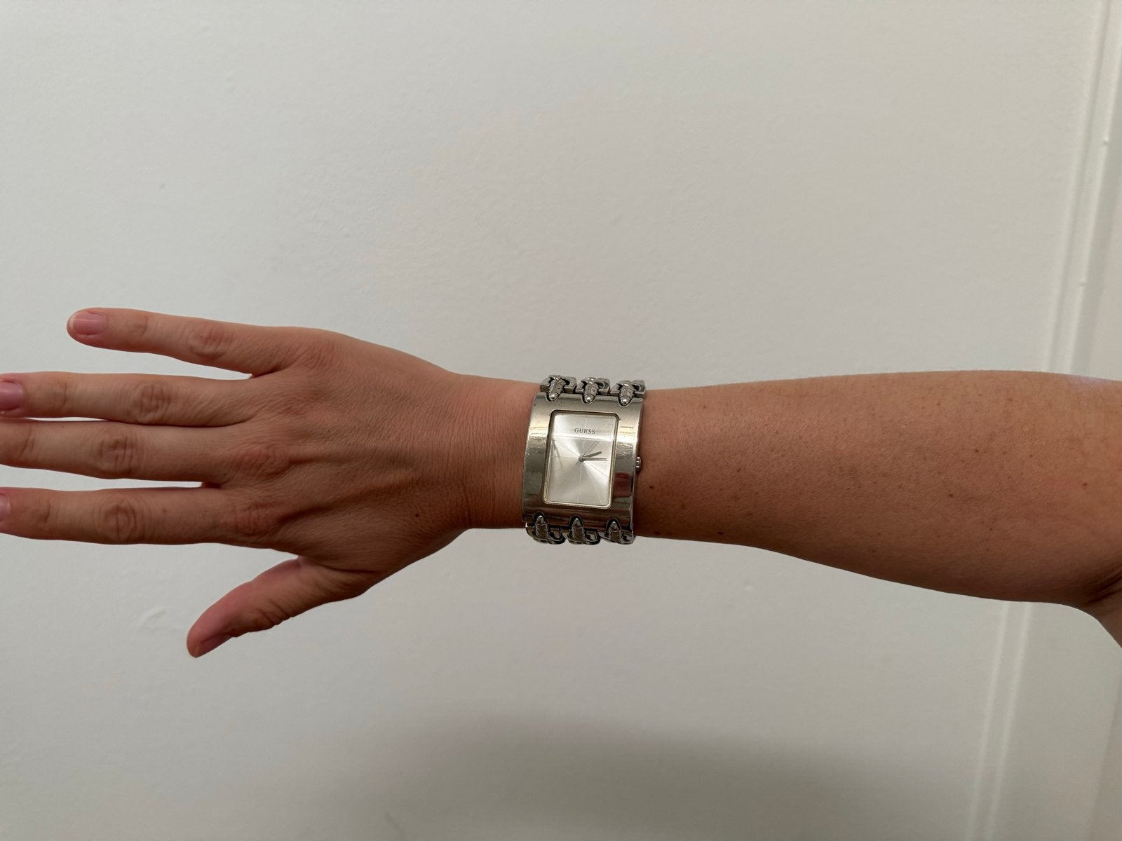 Stalen Guess horloge, groot uurwerk, Gebruikt, Staal, Guess, Polshorloge