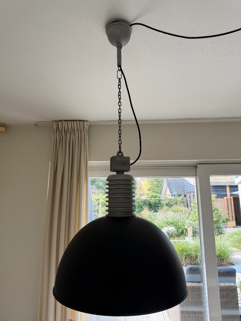 Frezoli Hanglamp Zwart/Grijs - Industriële Stijl, Ophalen, E27 (groot), Zo goed als nieuw, Metaal
