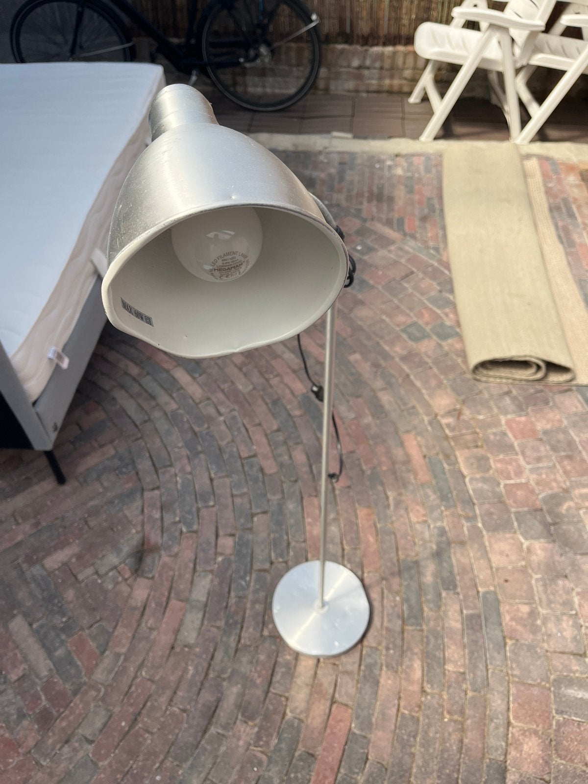 IKEA LERSTA Vloerlamp - Aluminium, verstelbaar, Ophalen, Gebruikt, 100 tot 150 cm, E27 (groot)