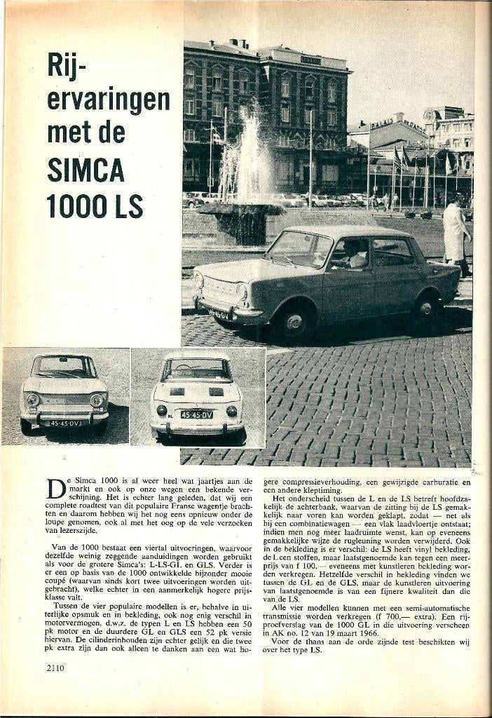 Autokampioen test Simca 1000 LS 1967, Ophalen of Verzenden, Gelezen, Overige merken