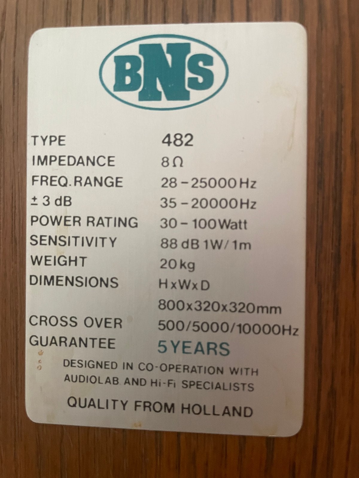 BNS 482 Vloerstaande Luidsprekers - Kwaliteit uit Holland, Vloerstaande luidspreker, Gebruikt, 60 tot 120 watt, Ophalen