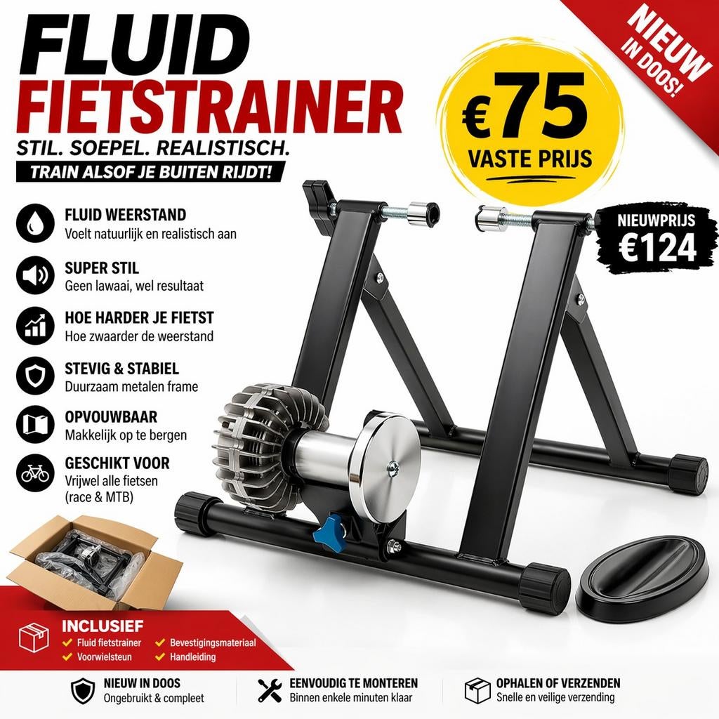 Fluid Fietstrainer – NIEUW in doos – Stil & Realistisch (t.w, Ophalen of Verzenden, Nieuw, Overige typen