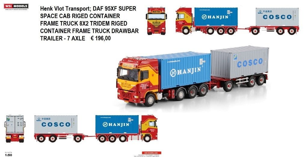 WSI Models daf 95 xf ssc henk vlot, Ophalen of Verzenden, Nieuw, Bus of Vrachtwagen, Wsi