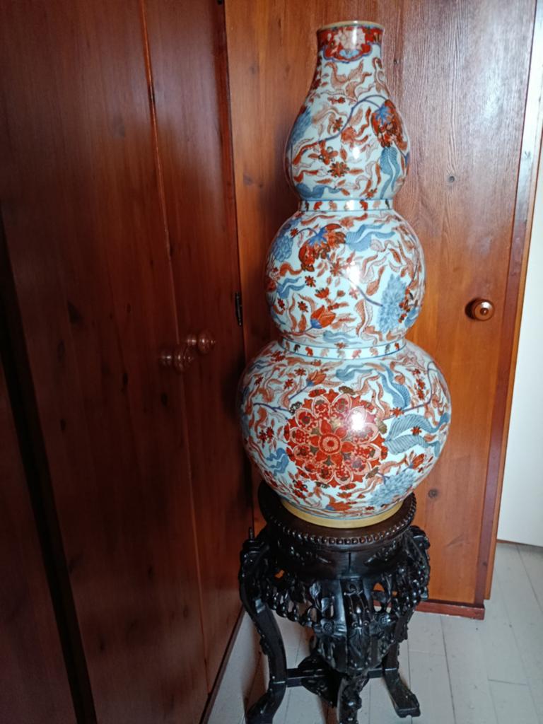 Antieke Driedubbele Kalebas Imari Vaas Porselein, Antiek en Kunst, Ophalen
