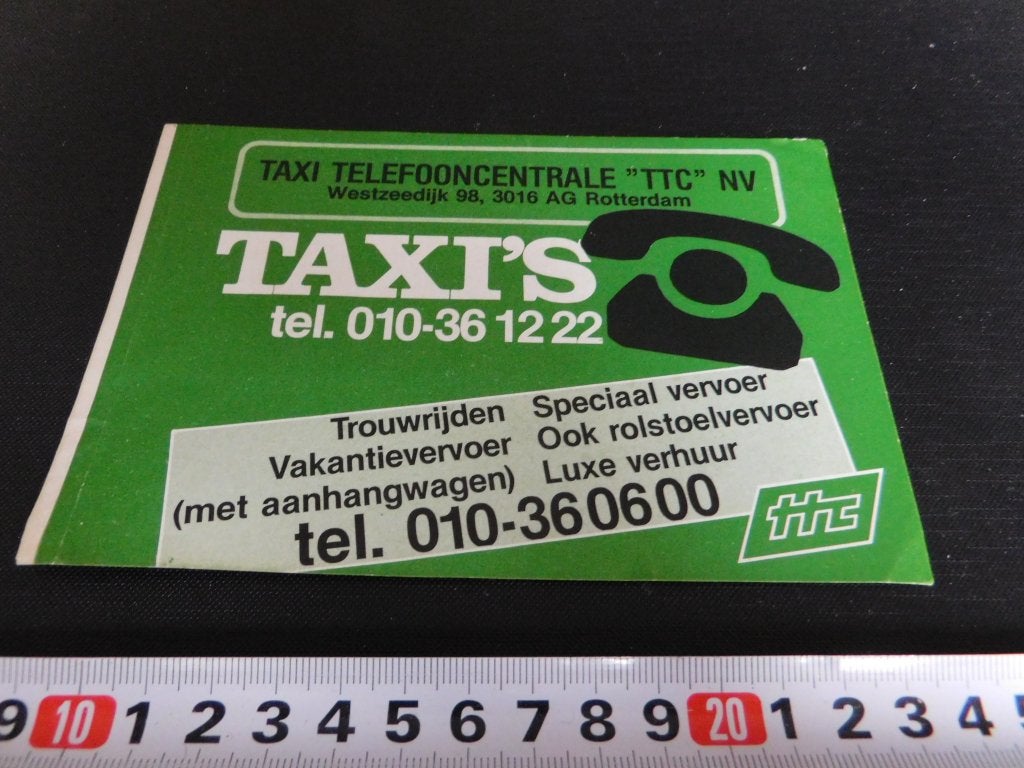 sticker Rotterdam TAXI telefooncentrale TCC  NV Westzeedijk, Ophalen of Verzenden, Zo goed als nieuw