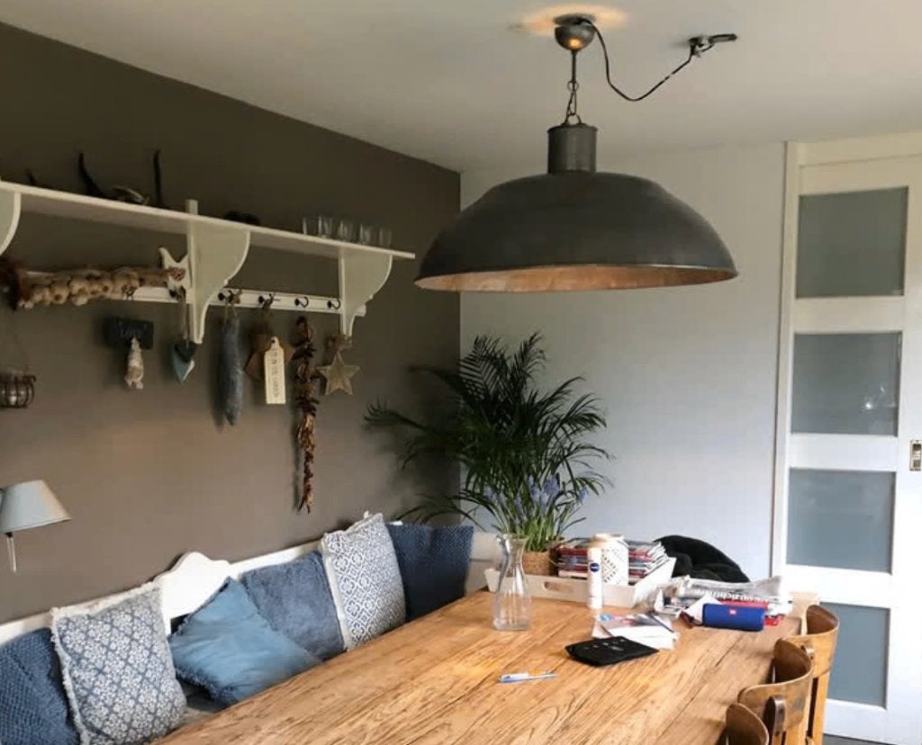 Extreem grote industriële hanglamp, metaal,, Ophalen, E27 (groot), Zo goed als nieuw, Metaal
