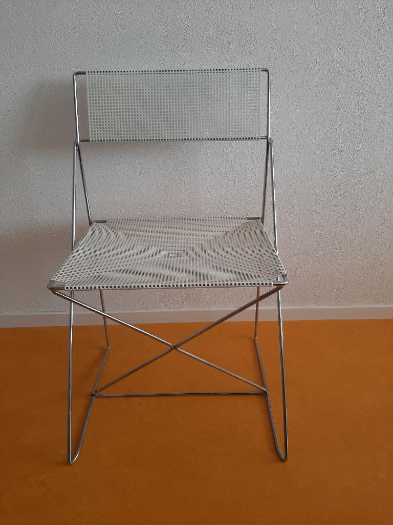 vintage design X line stoel Niels Jorgen Haugesen, jaren 70, Ophalen, Gebruikt, Wit, Design