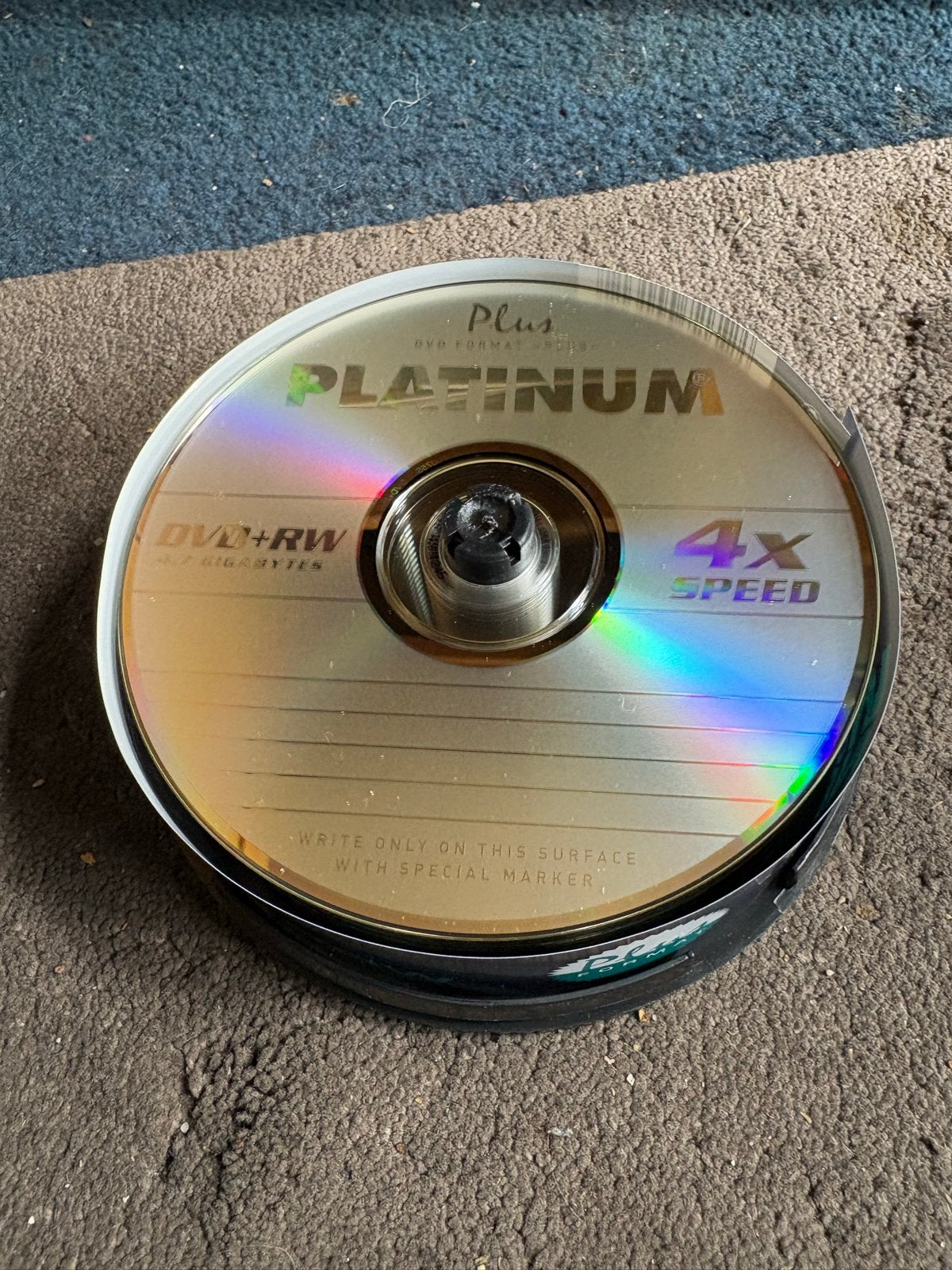 Platinum DVD+RW 4x Speed 4.7 GB (op spindel), Computers en Software, Beschrijfbare discs, Ophalen, Nieuw, Dvd, Herschrijfbaar