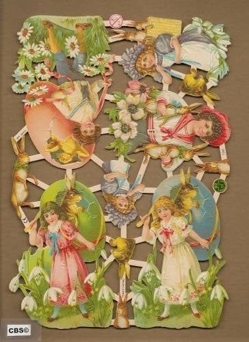 Kindertjes met Paasei op de rug poezieplaatjes 7298, Verzamelen, Poesieplaatjes, Ophalen of Verzenden