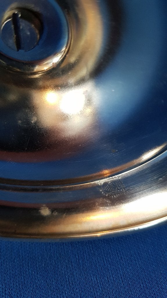 PM Italy vintage kandelaar, windlicht, verzilverde voet. 2A6, Huis en Inrichting, Woonaccessoires | Kandelaars en Kaarsen, Tweedehands verkoop