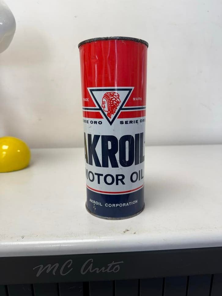 AKROIL zeldzaam olie blik, Verzamelen, Ophalen, Gebruikt, Overige, Overige merken