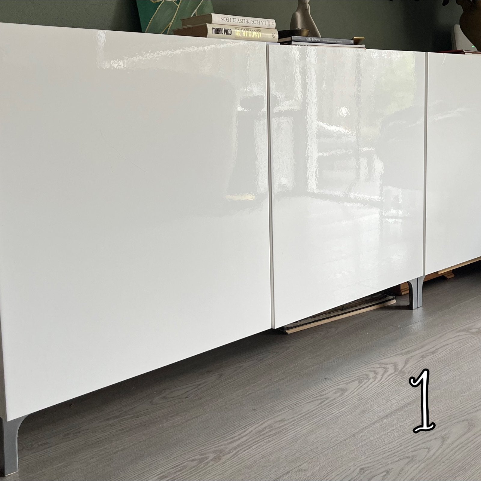 Lage wandkast-tv meubel- wit- Ikea Besta, Ophalen, Gebruikt