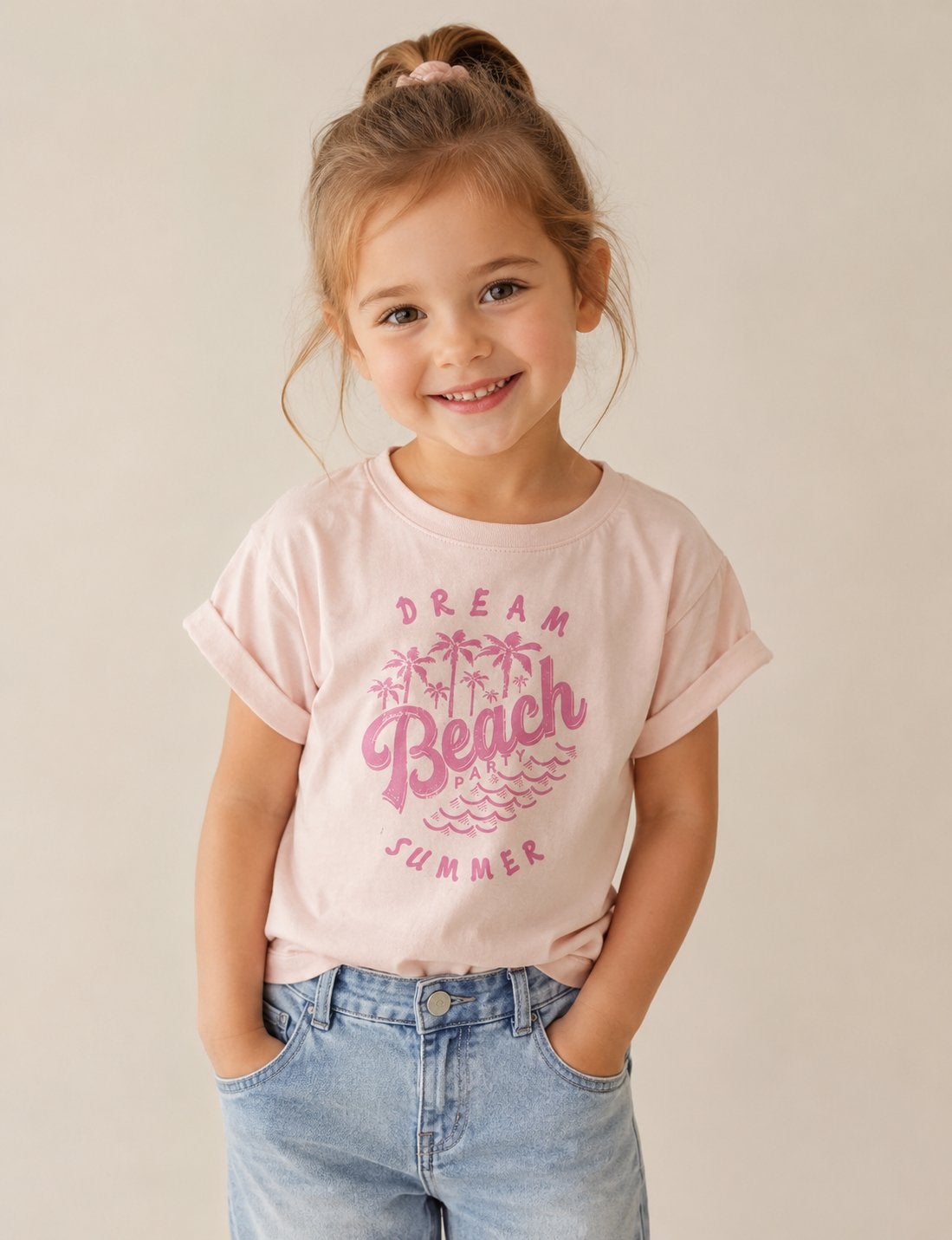 Roze Lamino t-shirt met letters 134, Ophalen of Verzenden, Gebruikt, Meisje, Shirt of Longsleeve