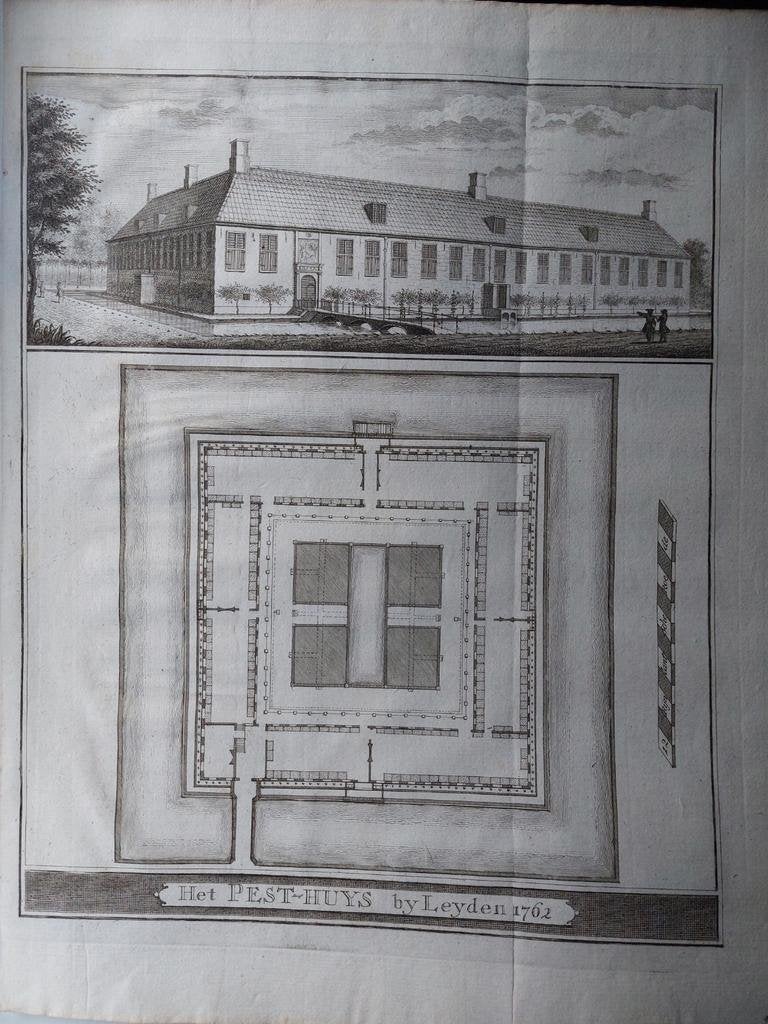 11 / Het Pest-huys  Leyden - Leiden Gravure uit 1762, Antiek en Kunst, Kunst | Etsen en Gravures, Ophalen of Verzenden