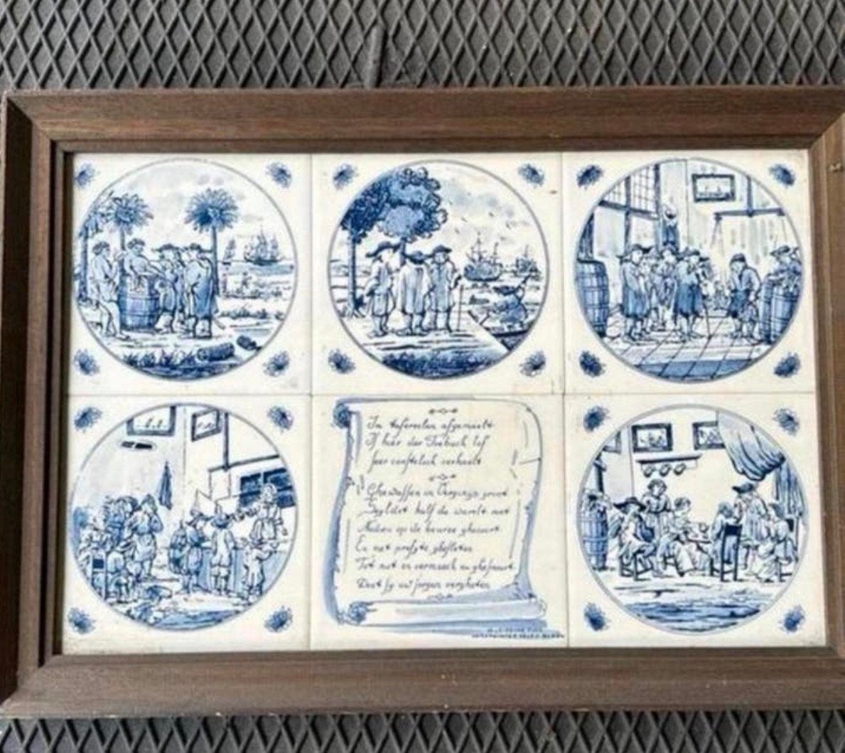 Delfts Blauw Tegeltableau 'De Leidsche Fles' - Handgeschilde, Ophalen of Verzenden