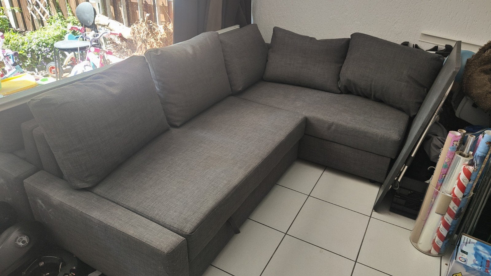 IKEA FRIHETEN slaapbank/hoekbank - grijs, Ophalen, Gebruikt, Stof, Modern, Scandinavisch