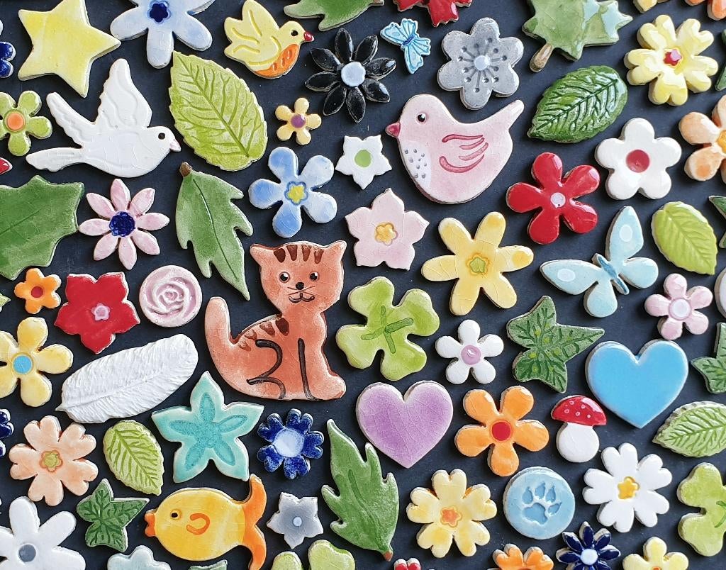 Mozaïek steentjes tegeltjes handgemaakte keramiek figuurtjes, Fantasie, Verzenden, Handgemaakt, Nieuw