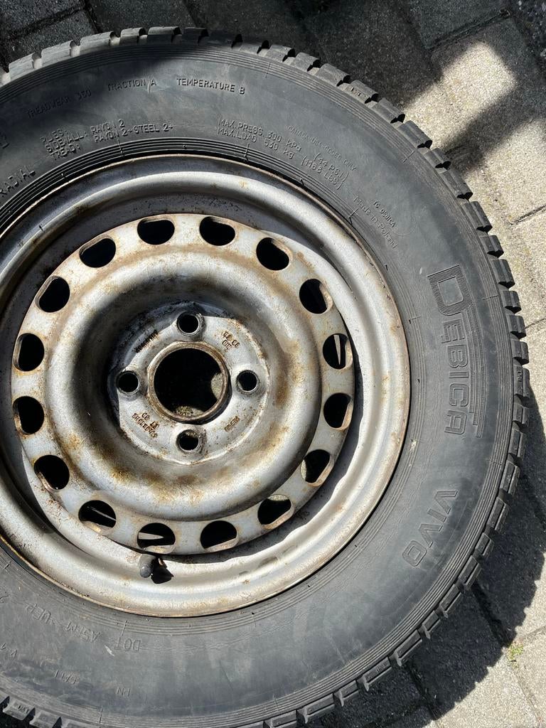 Aanhanger wielen 185/70 R13 4 gaats 4x 10 E30 naaf dia 6 cm, Ophalen, Gebruikt