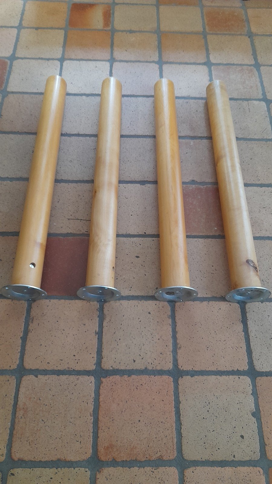 4 Ronde houten tafelpoten - 70cm hoog, 6.5cm diameter, Tafelpoot, Gebruikt, 50 tot 100 cm, Rond