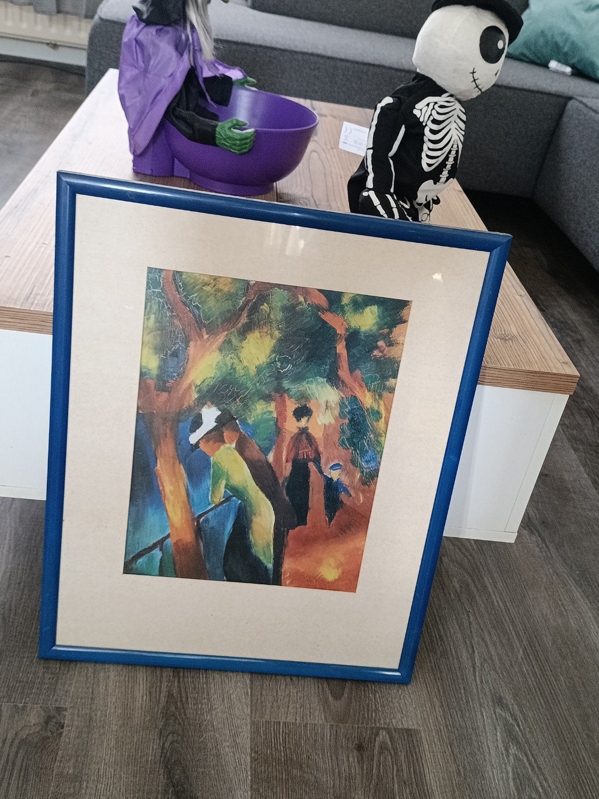 3 ingelijste schilderijen, Abstract, Overige technieken, Ophalen, Bloemen