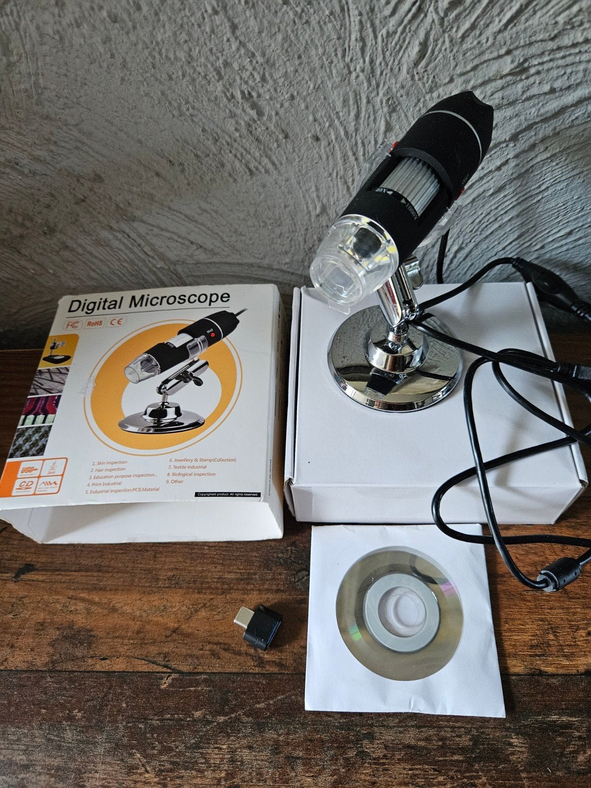 Digitale Microscoop 1000x met USB-aansluiting en standaard, Ophalen of Verzenden, Zo goed als nieuw, 1000x of meer, Biologische microscoop